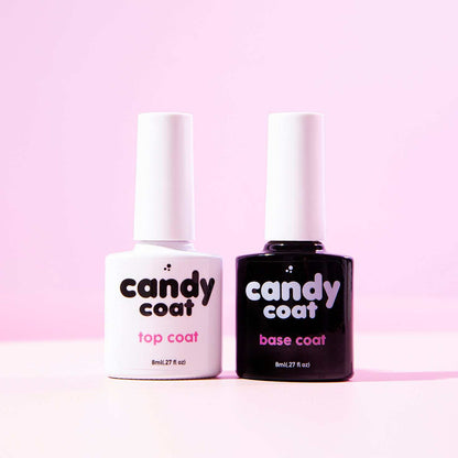 Candy Coat gel manicure products – base coat and top coat bottles