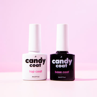 Candy Coat gel manicure products – base coat and top coat bottles