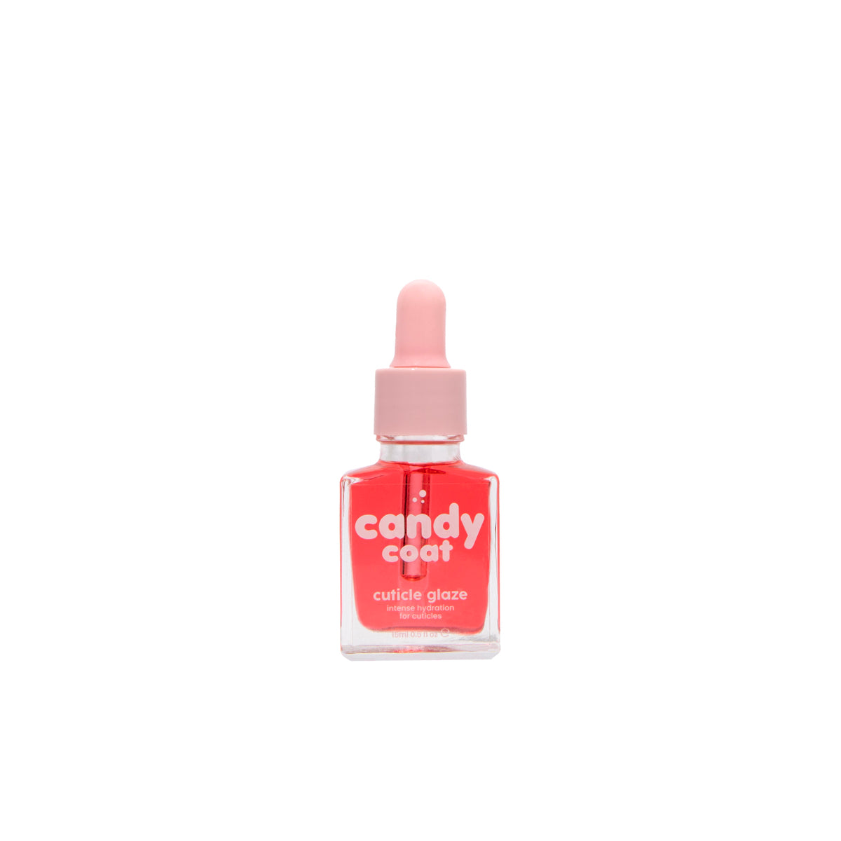 A small bottle of Strawberry-scented cuticle glaze with a dropper cap.